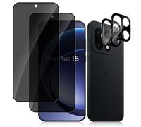 HeeYea Privacy Screen Protector 2 Pack for OnePlus 15 5G with Camera Lens Protecto 2 Pack, [Anti-Scratch] [9H Hardness] Anti-Spy Protection Tempered Glass Film for OnePlus 15 5G