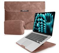 HeeYeal 13.3-14 Inch Laptop Sleeve Case with Stand for MacBook Pro 14" M4/M3/M2/M1 Pro/Max 2025-2021, MacBook Air/Pro13", PU Leather Laptop Sleeve Bag Cover for HP Dell Lenovo Surface Laptop - Pink
