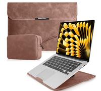 HeeYeal 15-16 Inch Laptop Sleeve Case with Stand for MacBook Pro 16" M4/M3/M2/M1 Pro/Max 2024-2019, MacBook Air 15" M4/M3/M2 2025-2023, PU Leather Sleeve Bag Cover for HP Surface Samsung Laptop-Pink