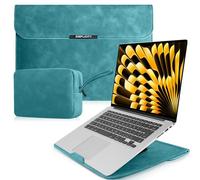 HeeYeal 15-16 Inch Laptop Sleeve Case with Stand for MacBook Pro 16" M4/M3/M2/M1 Pro/Max 2024-2019, MacBook Air 15" M4/M3/M2 2025-2023, PU Leather Sleeve Bag Cover for HP Surface Samsung Laptop-Green