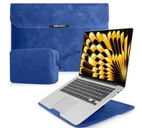 HeeYeal 15-16 Inch Laptop Sleeve Case with Stand for MacBook Pro 16" M4/M3/M2/M1 Pro/Max 2024-2019, MacBook Air 15" M4/M3/M2 2025-2023, PU Leather Sleeve Bag Cover for HP Surface Samsung Laptop-Blue