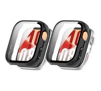 HeeYeal Case for Huawei Watch Fit 4 [2 Pack], 9H PC Hardness, Glass Protective Film + Hard Plastic Bezel, Anti-Scratch Shockproof Screen Protector Cover for Huawei Watch Fit 4 - Black + Black