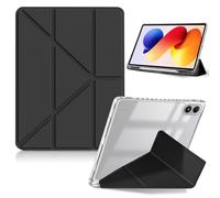 HeeYeal Case for Xiaomi Redmi Pad 2 Pro 12.1 Inch 2025/Xiaomi POCO Pad M1, transparent PC + PU Leather, Multiple Angles Viewing Positions, Auto Wake/Sleep with Pencil Holder Case - Black