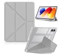 HeeYeal Case for Xiaomi Redmi Pad 2 Pro 12.1 Inch 2025/Xiaomi POCO Pad M1, transparent PC + PU Leather, Multiple Angles Viewing Positions, Auto Wake/Sleep with Pencil Holder Case - Grey
