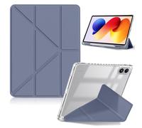 HeeYeal Case for Xiaomi Redmi Pad 2 Pro 12.1 Inch 2025/Xiaomi POCO Pad M1, transparent PC + PU Leather, Multiple Angles Viewing Positions, Auto Wake/Sleep with Pencil Holder Case - Lavender Grey