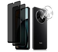 HeeYeal Privacy Screen Protector, with Camera Lens Protection for Xiaomi Redmi A3 4G [2 + 2 Pack], [Anti-Scratch] [9H] [Case Friendly] Anti-Spy Tempered Glass Film for Xiaomi Redmi A3 4G