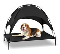 Heeyoo Elevated Dog Bed with Removable Canopy, Portable Dog Cot with Shade Tent, Outdoor Raised Pet Cot Cooling Bed for Dogs
