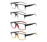 HEEYYOK 4Pack Reading Glasses Men Readers Blue Light Blocking for Women&Men,Anti Glare/Eye Strain Filter UV,Rectangular Frame Comfortable Spring Hinge Eyeglasses 3.00