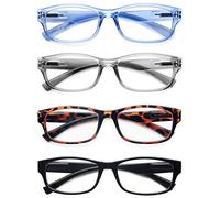 HEEYYOK Mens Reading Glasses Rectangular Frame +1.00 Readers Glasses For Men Spring Hinge Black Grey Blue Tortoise
