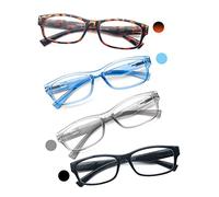 HEEYYOK Mens Reading Glasses Rectangular Frame +1.50 Readers Glasses For Men Spring Hinge Black Grey Blue Tortoise