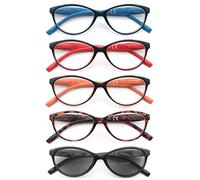 HEEYYOK Reading Glasses Women Men 5-Pack,Eyeglasses Cateye Comfortable Spring Hinges Flexible,Stylish Lgithweight for Reading,Including Pouch Sun Readers