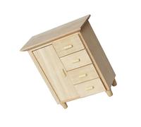 HEEZOU 1/12 Scale Antique Wooden Dresser Miniature Four Drawer Cabinet With Smooth For Realistic Bedroom Storage And Miniature Wooden Drawer Cabinet For Dollhouses