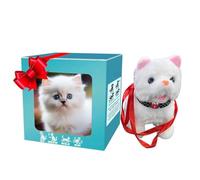 HEEZOU Cuddly Robotic Cats Plush Toy With Automatic Response Barking Tail Wagging Robot Animal Life Like For Toddler Companion (white)