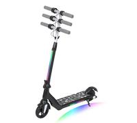 HEFAUX Electric Scooter Tri-Speed Foldable E-Scooter for Kids 6-12, Up to 9.3Mph, Adjustable Height, Colorful Lights, LED Display, 3-5 Miles Range, Dual Brake Kids Electric Scooter (Black)