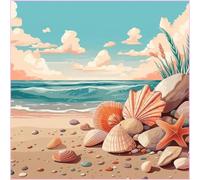 HEFEIS 5D Diamond Painting Kit for Adults,Diamond Art Kits for Beginner,Gem Art,Crystal Art Kits Full Round Drill for Home Wall Decor Gifts for Women, Men (Beach)