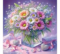 HEFEIS 5D DIY Diamond Painting Kit for Adults,Diamond Art Kits for Beginner,Painting by Diamonds,Gem Art Kits Round Drill for Home Wall Decor Gifts for Women, Men (Flower Bouquet)