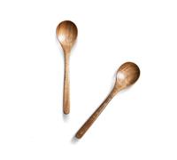Hefild 2 PCS Wooden Spoons for Eating, 7 inch Wooden Honey Spoons for Tea, Wood Teaspoons for Stirring Coffee, Acacia Wood Table Spoon for Cooking, Small Serving Spoon for Soup, Desserts & Cereal