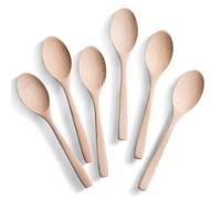 Hefild 7.3inch Small Wooden Spoons, 6PCS Small Wooden Spoons Set, Non-Toxic Gift, Beechwood Table Spoons for Gift Honey, Serving, Eating, Soup, Chocolate, coffee, Dining & Tea