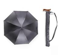 HEFJIAYCIQ 2 in 1 Walking Stick Umbrella, Adjustable Height Non-slip People Travel Cane, Outdoor City-Safe Walking Umbrella,Gray,83~91cm/32~36inch