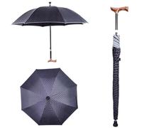 HEFJIAYCIQ 2-in-1 Walking Sticks Umbrella, 5 Level Height Adjustable Cane Umbrella, Windproof Lightweight Rain Umbrellas for Climbing, Hiking,G,83~92cm/32~36inch