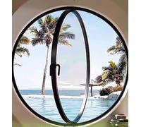 HEFJIAYCIQ 360° Rotation Around Center Round Window, Aluminium Alloy Frame Tempered Glass Window with Handles, for Bathroom, Kitchen, Living Room, Attic, Office, Cafe,Black 3,30cm/11.8in