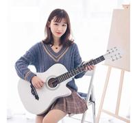 HEFJIAYCIQ 38 Inch Acoustic Guitar, 6 Steel-String Wood Guitar with Starter Kit, Gig Bag, Strings, Strap, Pitch Pipe And Pick,White,41in