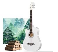 HEFJIAYCIQ Acoustic Guitar, 6 Steel-String Wood Guitar with Starter Kit, Gig Bag, Strings, Strap, Pitch Pipe And Pick,White,38in