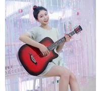 HEFJIAYCIQ Beginner Acoustic Guitar, All Wood Cutaway Guitar Starter Set, W/Case, Strap, Capo, Strings, Picks for Beginners Adult Teen,6,38in