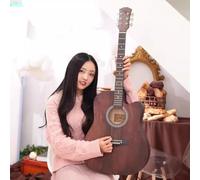 HEFJIAYCIQ Beginner Acoustic Guitar, All Wood Cutaway Guitar Starter Set, W/Case, Strap, Capo, Strings, Picks for Beginners Adult Teen,3,40in