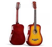 HEFJIAYCIQ Beginner Acoustic Guitar Kit, Wood Instrument with Full Accessory Kit, Picks Portable Travel Guitar,Sunset color,38in