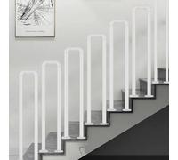 HEFJIAYCIQ Handrail for Outside Steps, 1.1Ft-3.3Ft U Shape Wrought Iron Pipe Staircase Railing, for Indoor Outdoor Garage Porch Garden,White,50cm/1.6ft