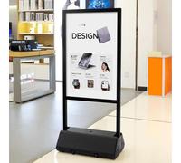 HEFJIAYCIQ Have Wheels at The Base Pavement Signs, Double Sided Aluminum Snap Posters Frame, Water Fillable Base Outdoor Sidewalk Sign,Black,59x90cm~59x120cm