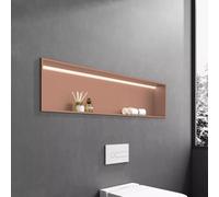 HEFJIAYCIQ LED Light Shower Niche, No Tile Needed Stainless Steel Wall Niches with Light, Recessed DIY Bathroom Waterproof Storage Shelf,Brass,32x12.5x62cm