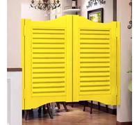 HEFJIAYCIQ Louvered Cafe Swinging Door, Auto Close Bar Wood Half Doors with Hinges Hardware, Entrance Partition for Hallway Kitchen Doorway Porch Stairs,Yellow,90x100cm