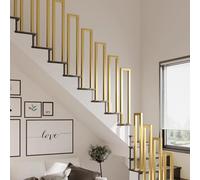 HEFJIAYCIQ Metal U-Shape Handrails for Steps, Stair Railing for Indoor Outdoor, Industrial Wrought Iron Railing for Stairs Garden Loft Corridor,Gold,40cm/1.3ft