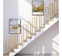HEFJIAYCIQ Metal U Shape Pipe Baluster, Interior Decorative Stair Steps Guardrail Grab Bar, for Home/Villa/Hallway Stairs Banister Column,Gold,95cm/3.1ft