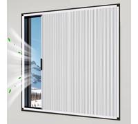 HEFJIAYCIQ No Drill Sliding Blinds, Non-Woven Fabric Thermal Insulated Noise Reduction, Self Adhesive Shades for Windows Patio Doors Kitchen Bathroom Bedroom,White,1300x1000mm