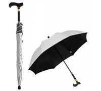 HEFJIAYCIQ Outdoors Walking Cane Umbrella, Non Slip City-Safewalking Windproof Stick Umbrella, Tourism Multifunction Crutch Umbrella Men Women,E,83cm/32.6inch