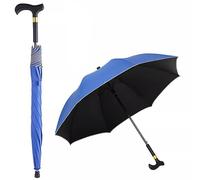 HEFJIAYCIQ Outdoors Walking Cane Umbrella, Non Slip City-Safewalking Windproof Stick Umbrella, Tourism Multifunction Crutch Umbrella Men Women,B,83cm/32.6inch