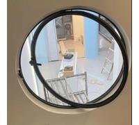 HEFJIAYCIQ Round Rotating Window with Tempered Glass, Flush Mount 360° Rotatable Aluminum Alloy Shed Windows, for Bathroom, Kitchen, Playhouse Decor,Black 3,40cm/15.7in