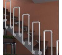 HEFJIAYCIQ Side Mount U Shape Handrail, 1.1Ft-3.3Ft Wrought Iron Pipe Safety Balusters, Decking Railing for Indoor Outdoor Garage Porch Garden Steps,White,50cm/1.6ft