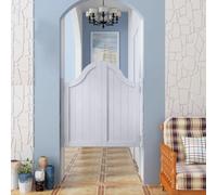 HEFJIAYCIQ Solid Wood Swinging Saloon Doors with Hinges, Interior Divider Western Auto Close Premade Cafe Doors, for Kitchen Bar Hallway Porch Entrance,White,105x90cm