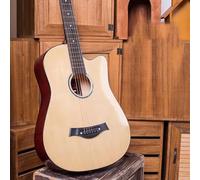 HEFJIAYCIQ Steel String Acoustic Guitar Kit, All-Wood Glossy Guitarra Acustica, with Premium Accessory Set And Gig Bag,Natural,38in