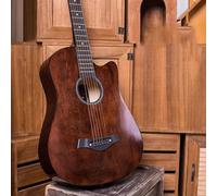 HEFJIAYCIQ Steel String Acoustic Guitar Kit, All-Wood Glossy Guitarra Acustica, with Premium Accessory Set And Gig Bag,Brown,38in