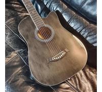 HEFJIAYCIQ Steel String Acoustic Guitar Kit, All-Wood Glossy Guitarra Acustica, with Premium Accessory Set And Gig Bag,Gray,38in