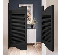HEFJIAYCIQ Swinging Louvered Cafe Door with Hinges, Auto Close Premade Solid Wood Swing Doors, for Kitchen Bar Hallway Porch Entrance,Black,70x100cm