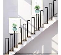 HEFJIAYCIQ U-Shaped Shaped Staircase Handrail, Modern Decor Steps Wrought Iron Guardrail, Indoor Outdoor Safety Non-Slip Metal Pipe Banister,Black,65cm/2.1ft