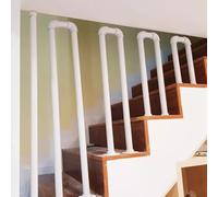 HEFJIAYCIQ U-Shaped Shaped Staircase Handrail, Modern Decor Steps Wrought Iron Guardrail, Indoor Outdoor Safety Non-Slip Metal Pipe Banister,White,55cm/1.8ft