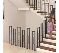 HEFJIAYCIQ U-Shaped Stair Handrail, Wrought Iron Decorative Safety Guardrail, Non-Slip Support Pole for Porch Deck Loft Balcony,Black,45cm/1.4ft