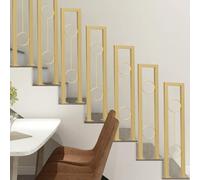 HEFJIAYCIQ U-Shaped Stair Handrail, Wrought Iron Decorative Safety Guardrail, Non-Slip Support Pole for Porch Deck Loft Balcony,Gold,35cm/1.1ft